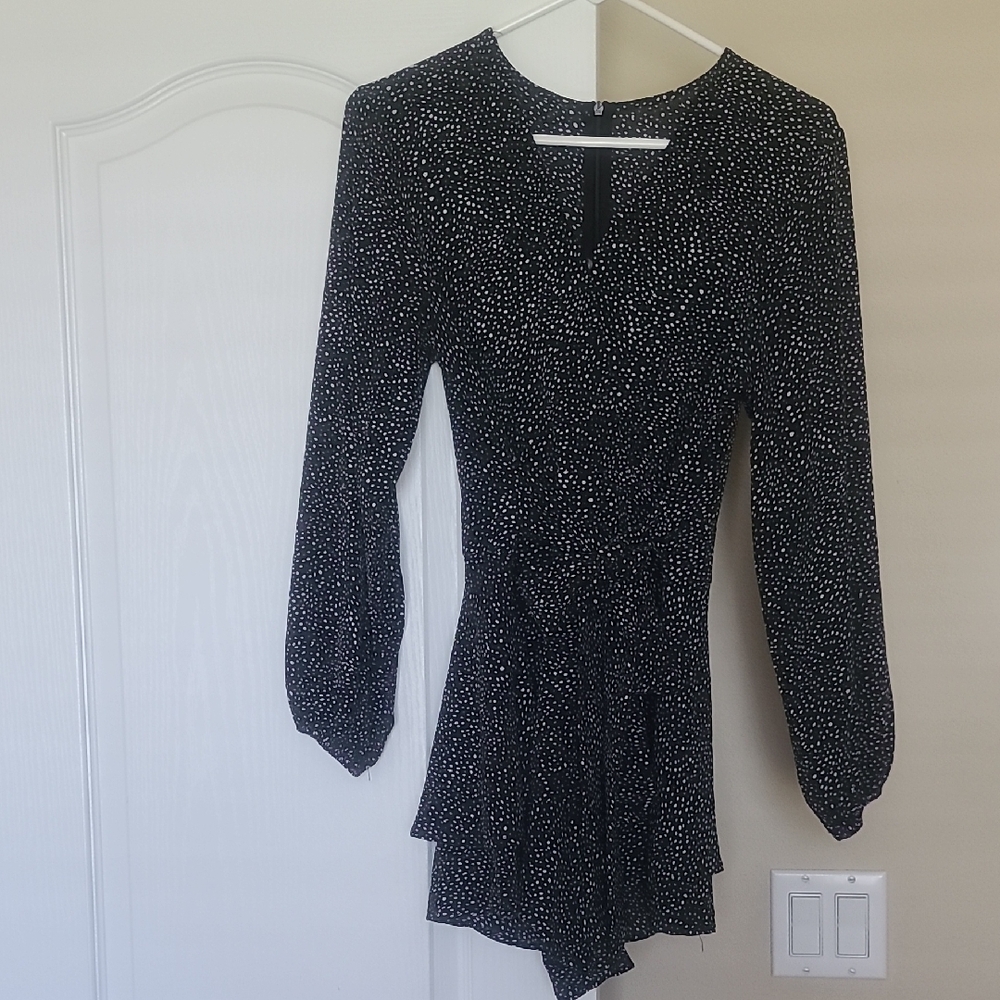 Elegant Black and White Polka Dot Romper